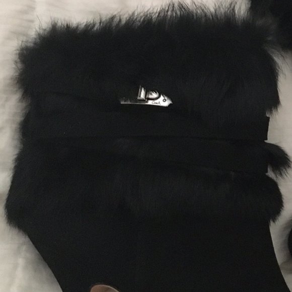 Coach Janeva Fur Trim Round Toe Ankle Boots / Black Suede (8) - Picture 12 of 12